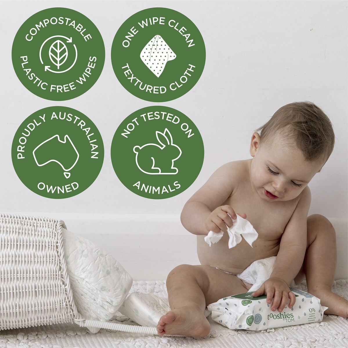 Tooshies Eco Wipes Aloe Vera & Chamomile Baby Wipes 70 Pack