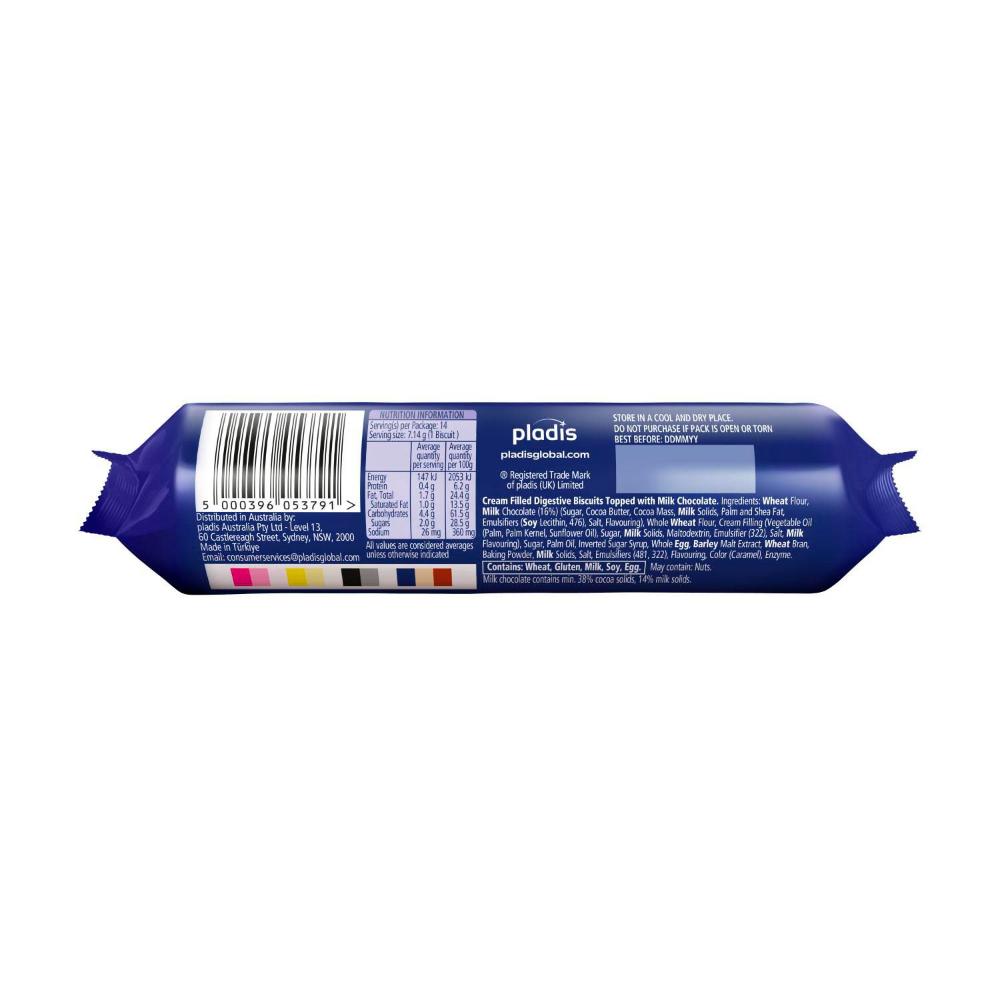 Mcvities Digestives Tops Biscuits Milk Chocolate - 100g