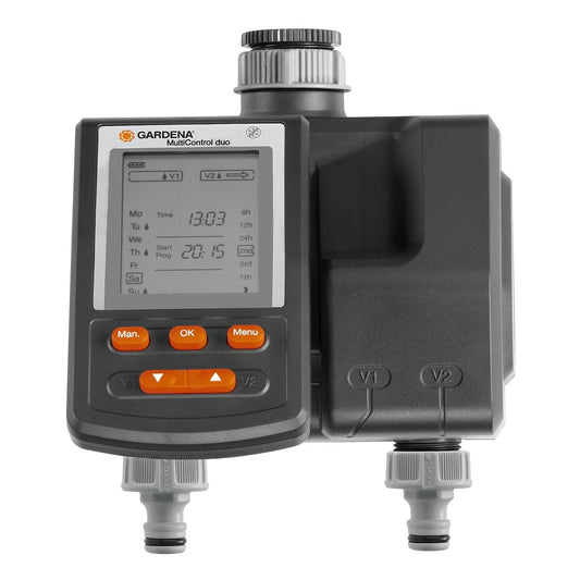 Gardena MultiControl Duo Water Computer - Independent 2 Zone Control, Automatic Irrigation