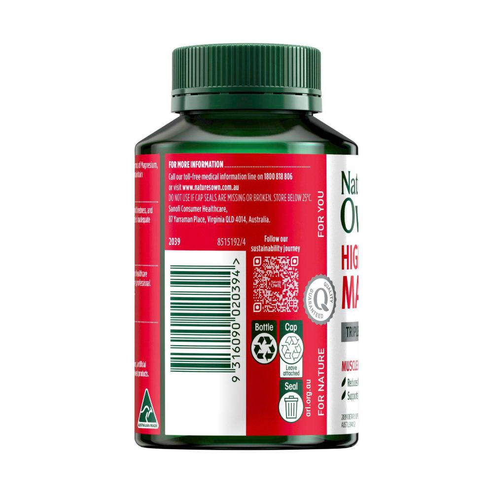Nature's Own High Strength Magnesium Muse Health Capsules - 150 pack