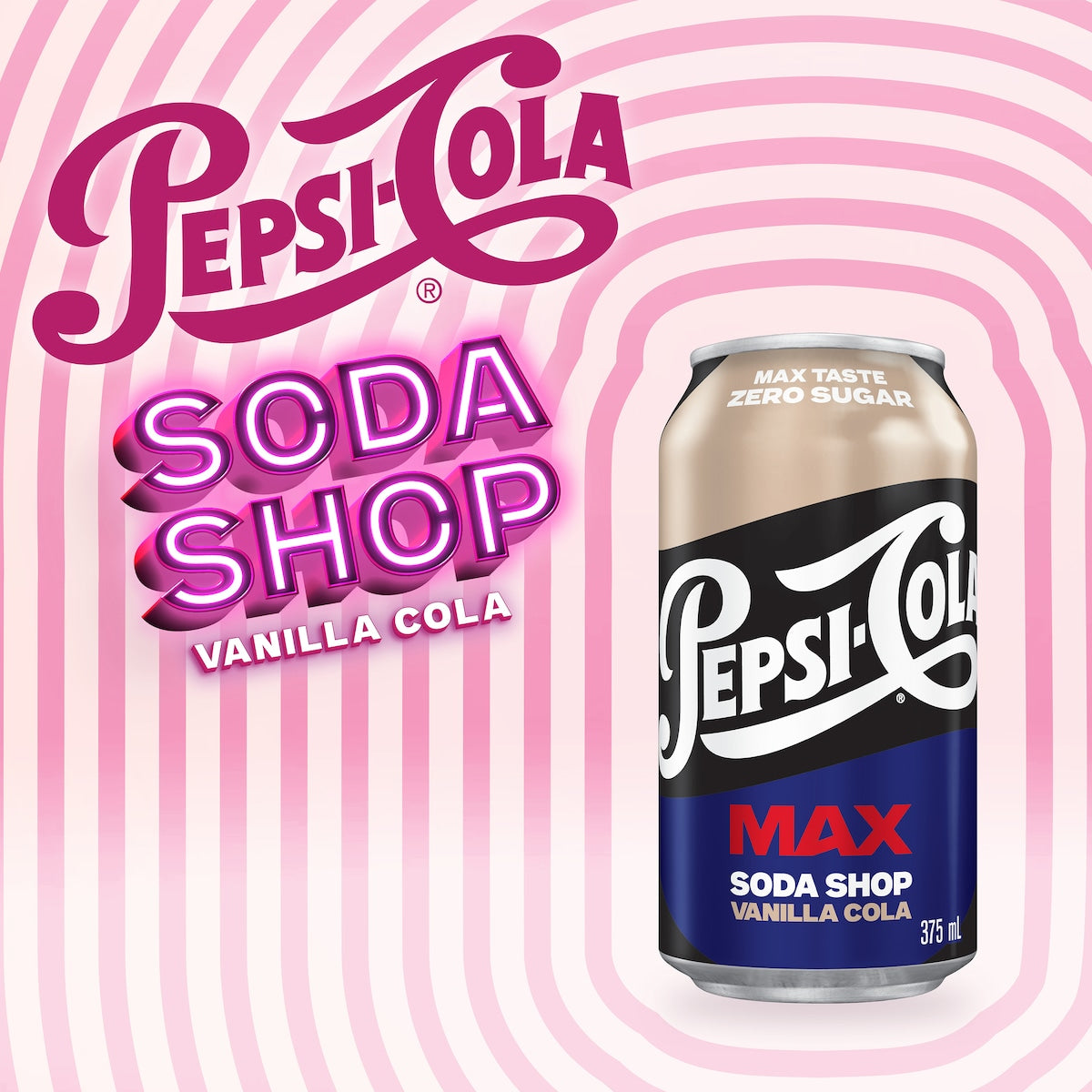 Pepsi Max No Sugar Vanilla Soft Drink Cans 375ml X 10 Pack
