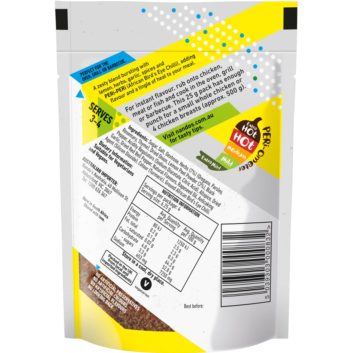 Nandos Lemon & Herb Rub Spice Seasoning 25g