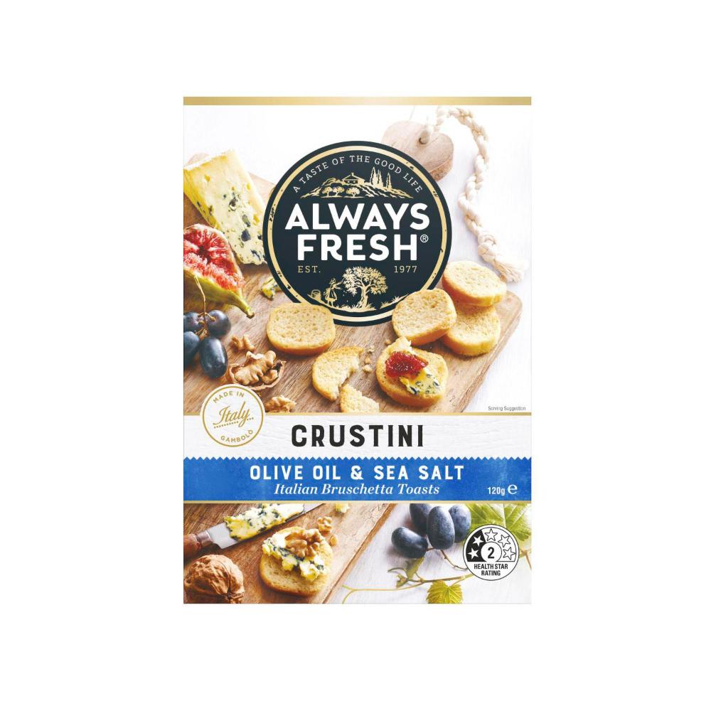 Always Fresh Olive Oil & Sea Salt Crustini Bruschetta Toasts - 120g