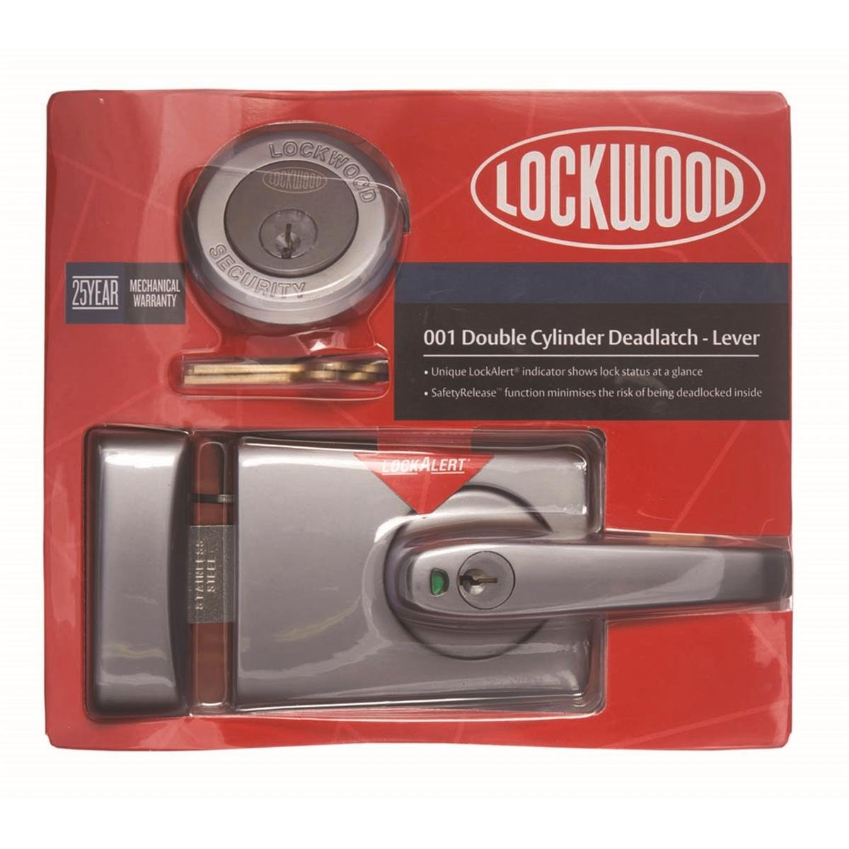 Lockwood Double Cylinder Deadlatch Lever - 160mm Zinc Alloy - High Security