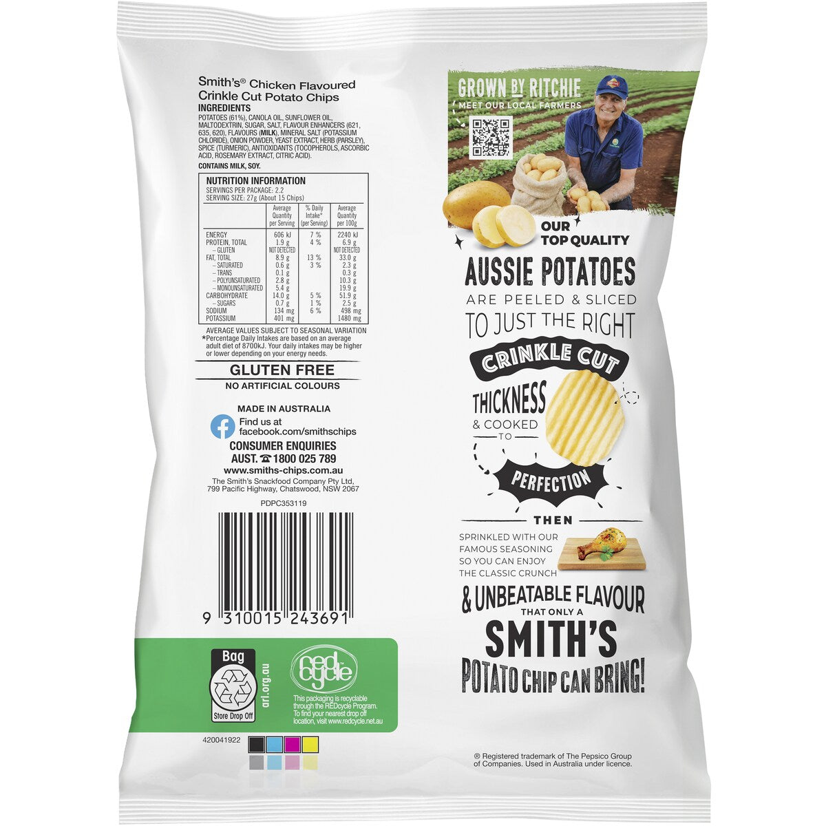 Smiths Crinkle Cut Potato Chips Chicken 60g