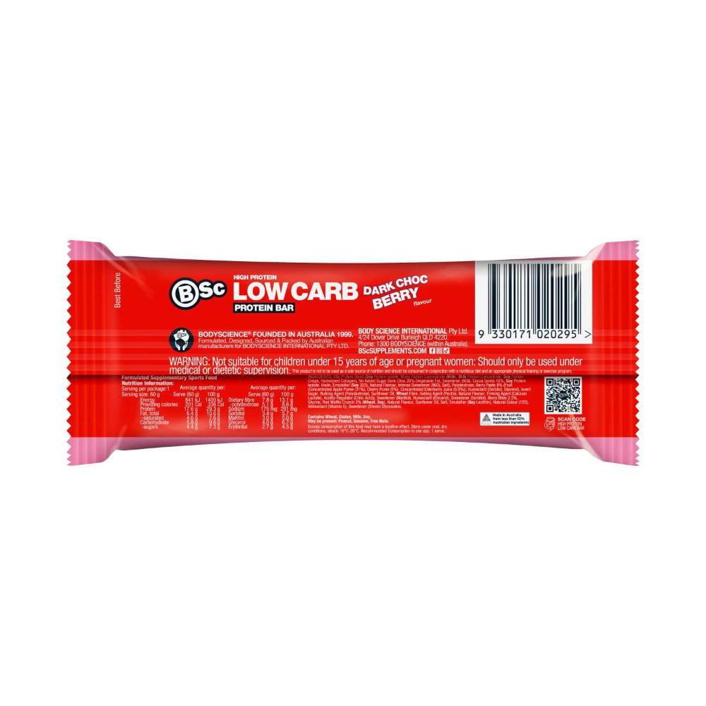 BSc High Protein Low Carb Bar Dark Choc Berry - 60g