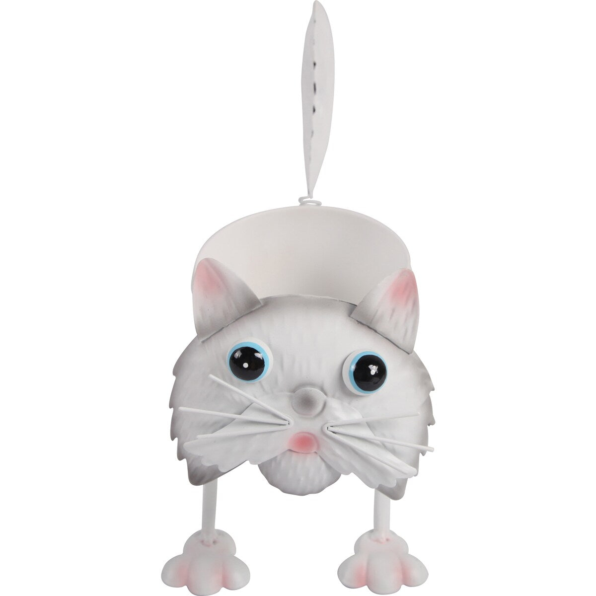 Green Gardener Metal Animal Pot White Cat Each