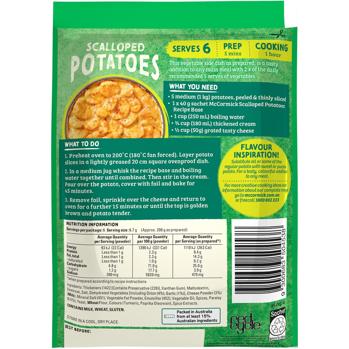 McCormick Scalloped Potatoes Recipe Base 40g