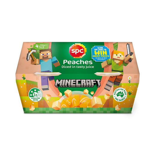 SPC Diced Peaches In Juice Fruit Cups 4 x 120g