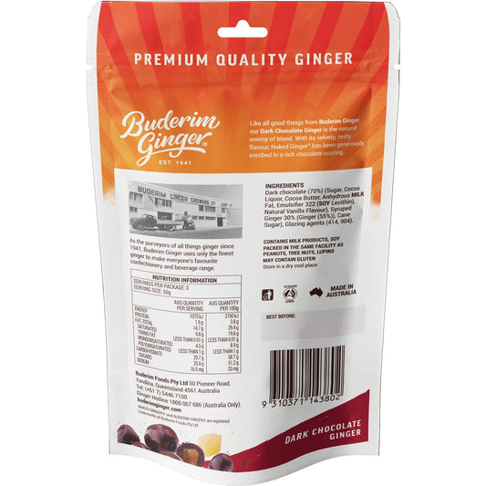 Buderim Ginger Dark Chocolate Coated Ginger 150g