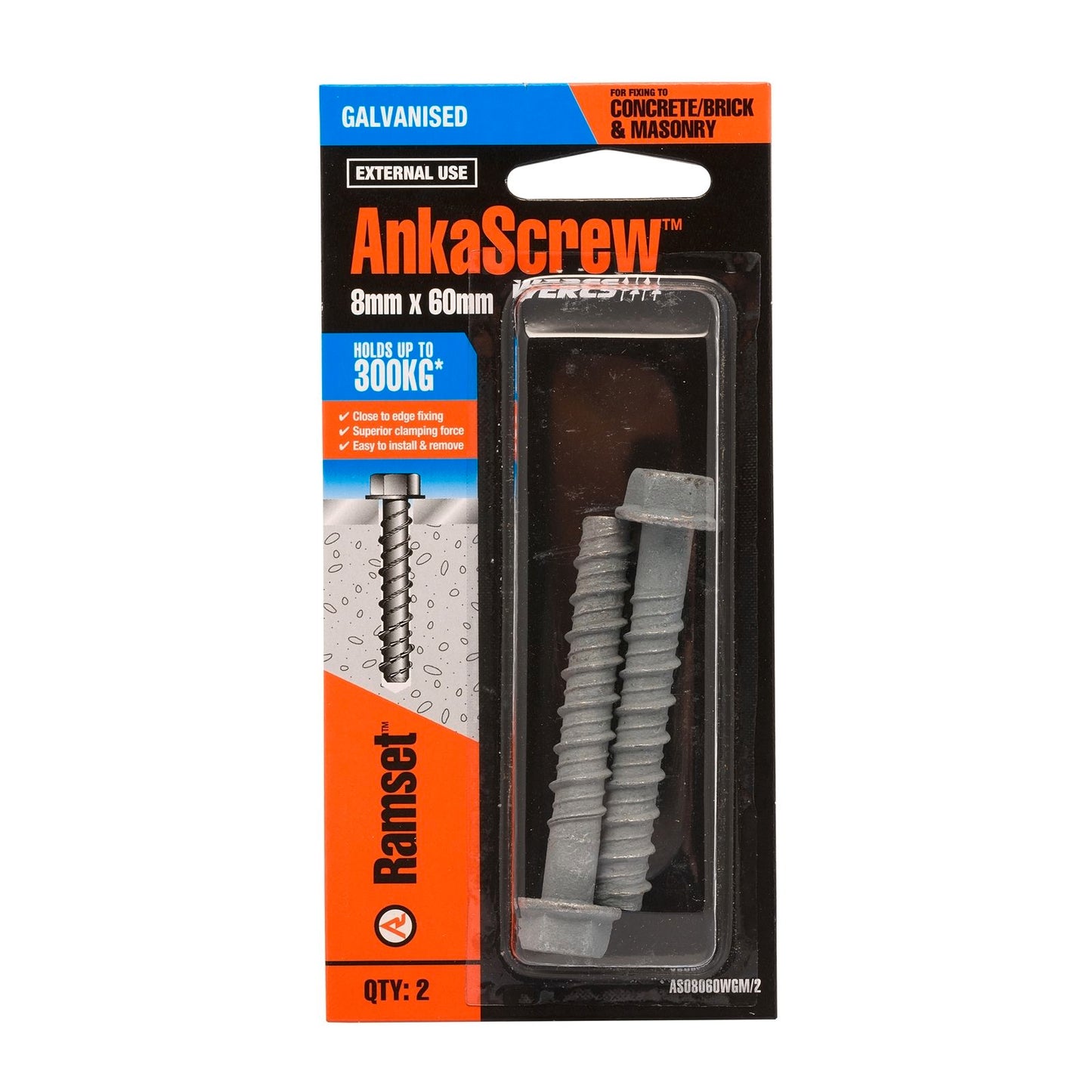 Ramset Ankascrew - 8 x 60mm - 2 Pack