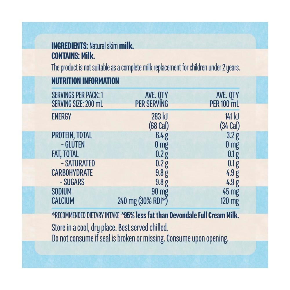 Devondale Uht Skim Multipack Milk 200ml - 6 Pack
