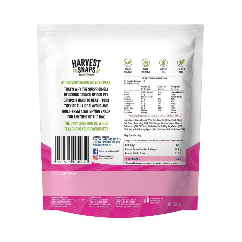 Harvest Snaps Pea Salt & Vinegar - 230g