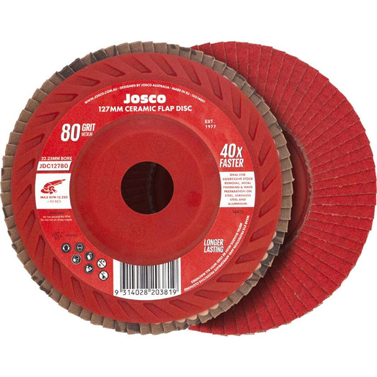 Josco Ceramic Flap Disc 127mm 80G - Fast Cutting - Weld Preparation