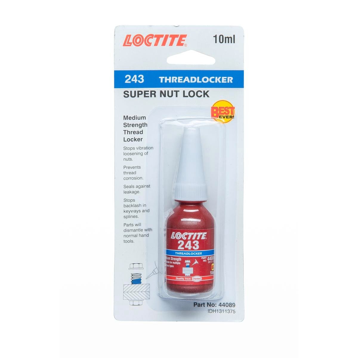 Loctite 243 Threadlocker 10ml Dimethacrylate Ester Stops Vibration