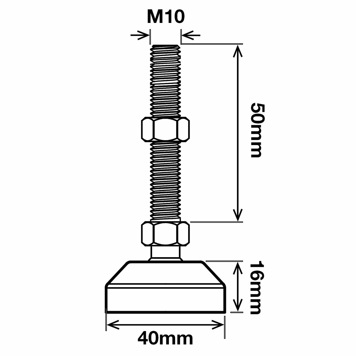 Richmond Levelling Foot - Dia 40mm x M10