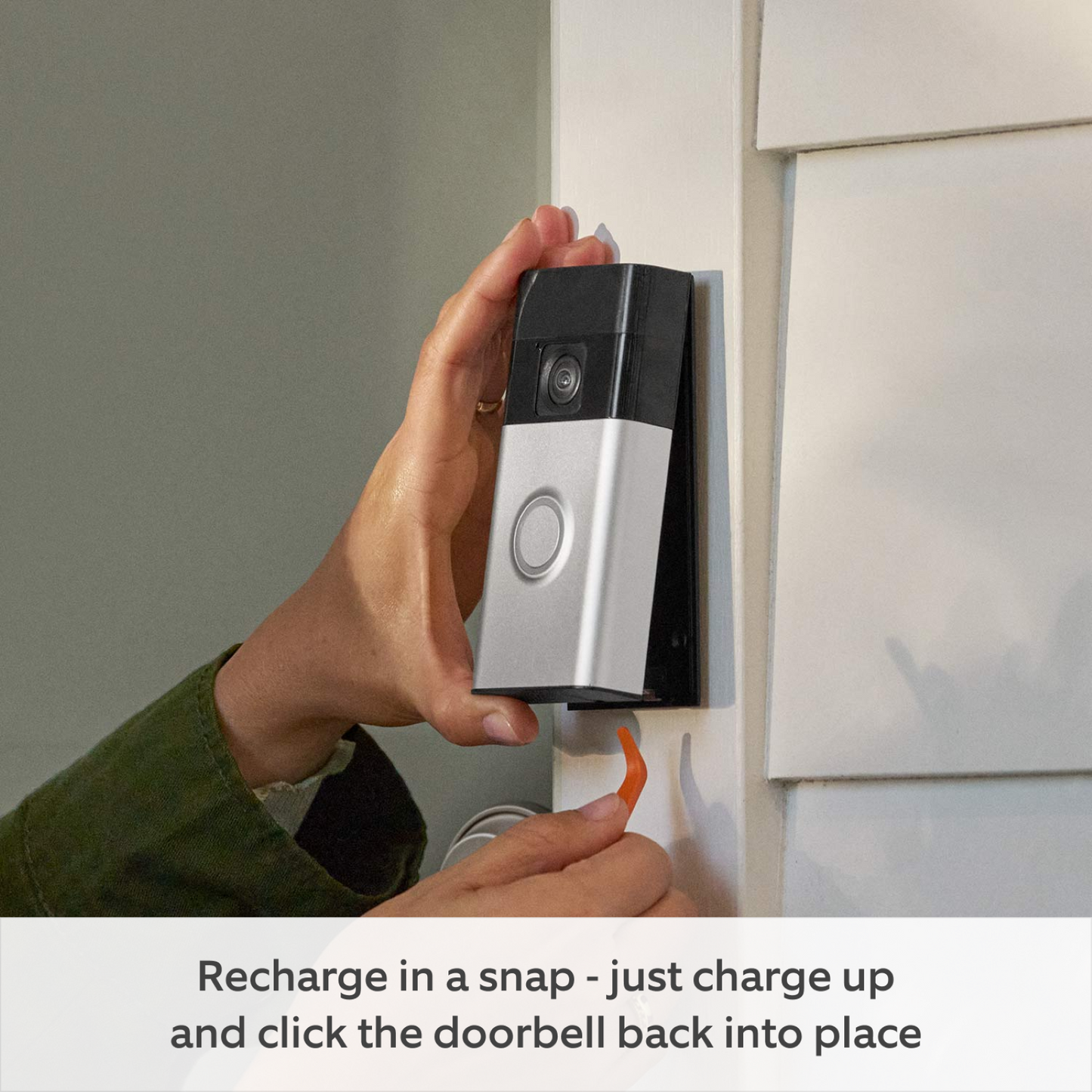 Ring Satin Nickel Battery Video Doorbell with Chime