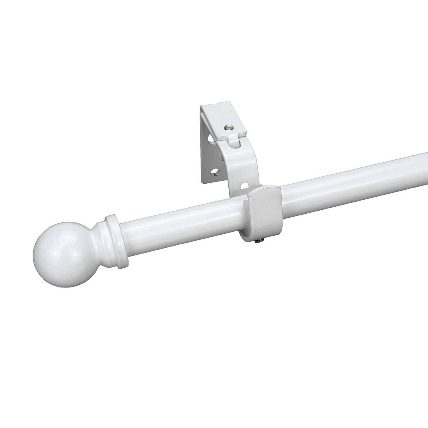 Pillar 16mm White Ball Curtain Rod Finials - 1 Pair - 70mm