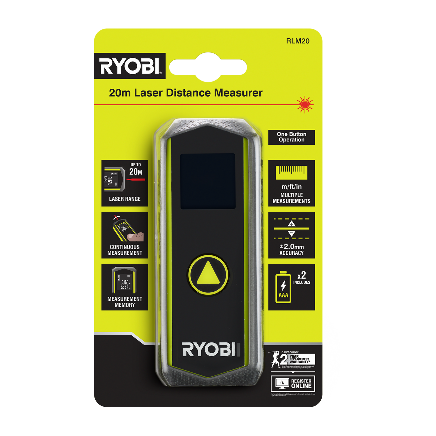 Ryobi Laser Distance Measurer - 20m