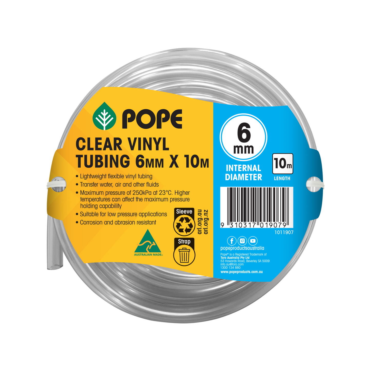 Pope Clear Vinyl Tubing - 6mm x 10m
