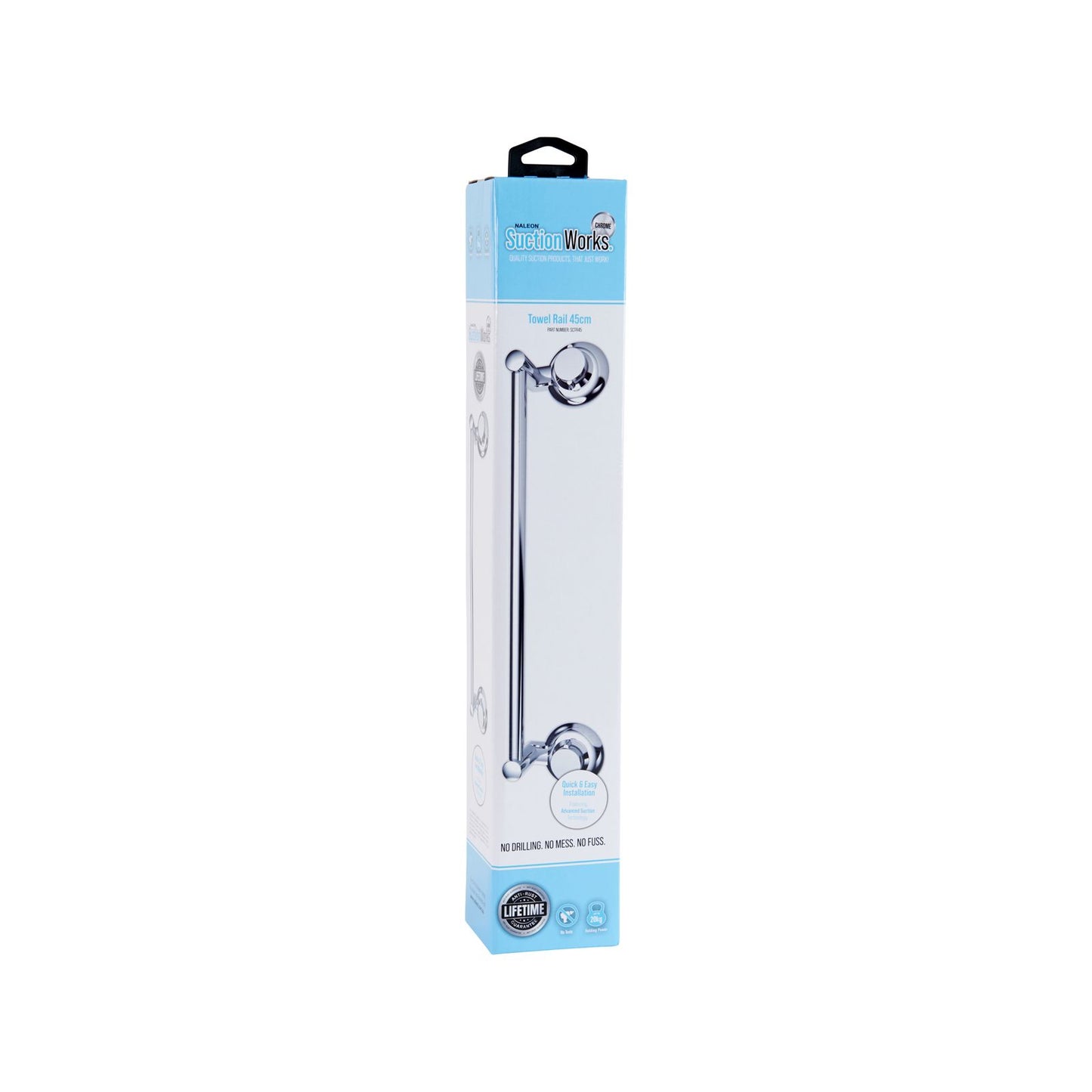 Naleon Chrome Suction Works Towel Rail - 45cm