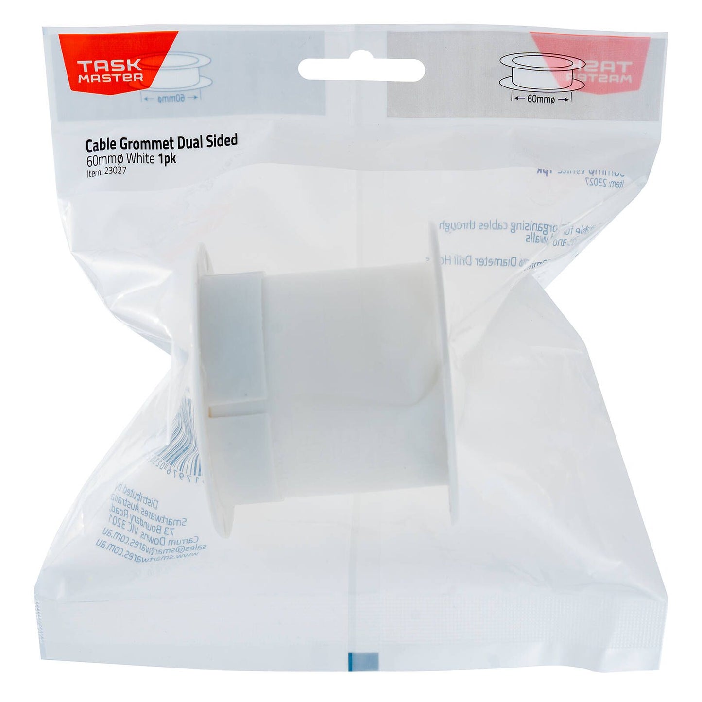 Taskmaster White Dual Sided Cable Grommet - 60mm