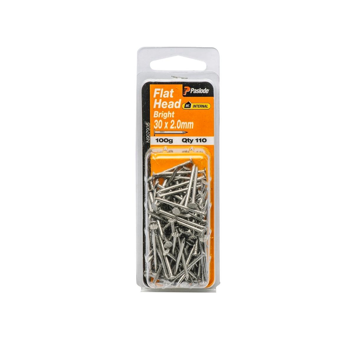 Paslode Flat Head Nails 30mm Bright Steel 110 Pack Durable Use