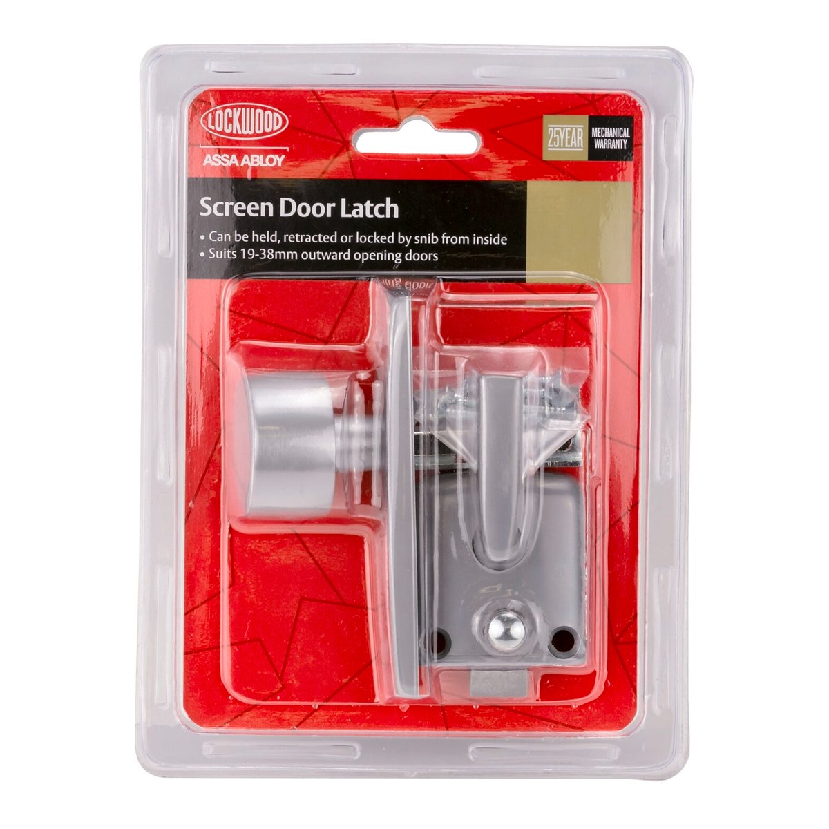 Lockwood Screen Door Latches - 19-38mm - Zinc Diecast - Satin Finish