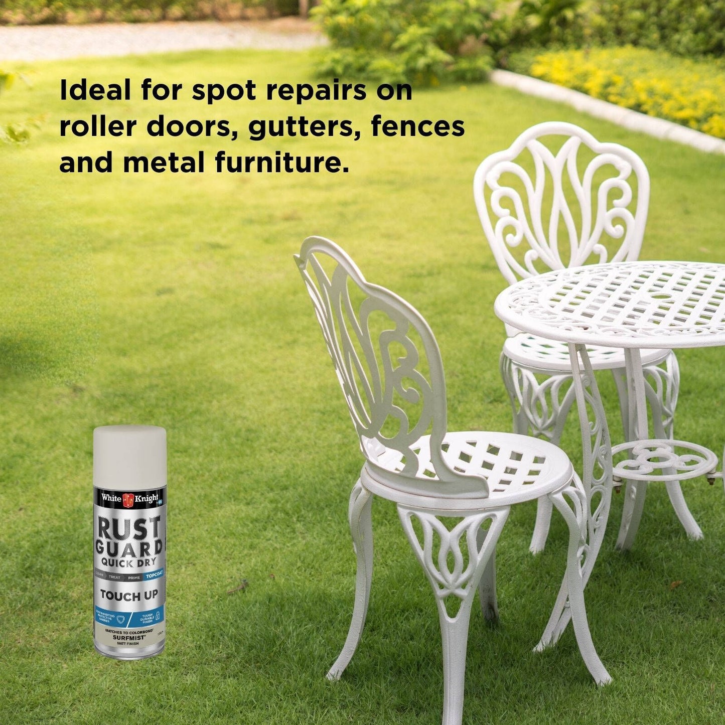 White Knight Rust Guard Touch Up Spray Paint - 300g - Surfmist
