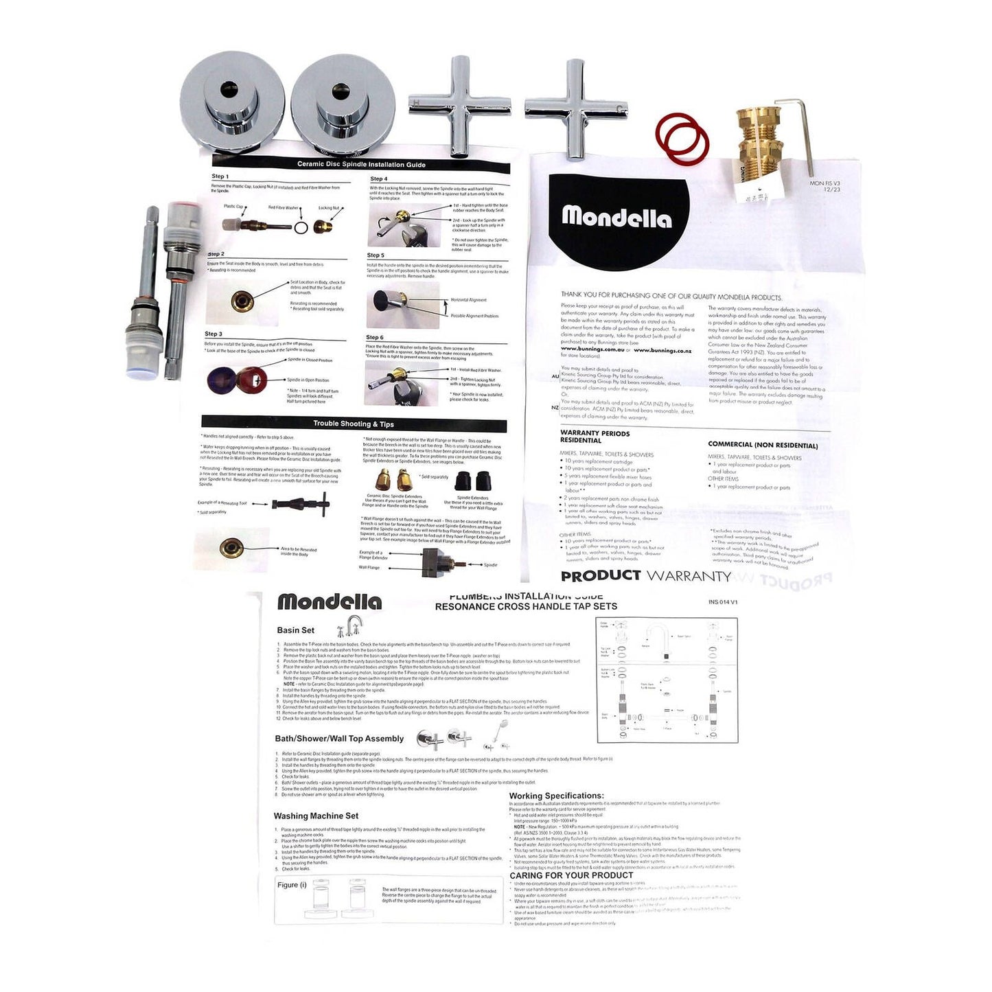 Mondella Resonance Chrome Wall Top Assembly - 1/2 Turn - 245mm