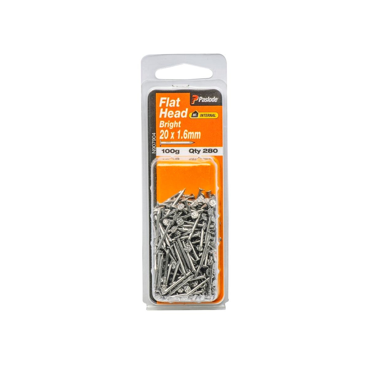 Paslode Flat Head Nails 20mm x 1.6mm Bright Steel 280 Pack
