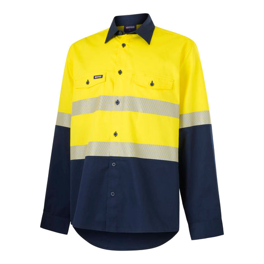Citeco 2XL Long Sleeve Taped Shirt Hi Vis - Yellow/Navy