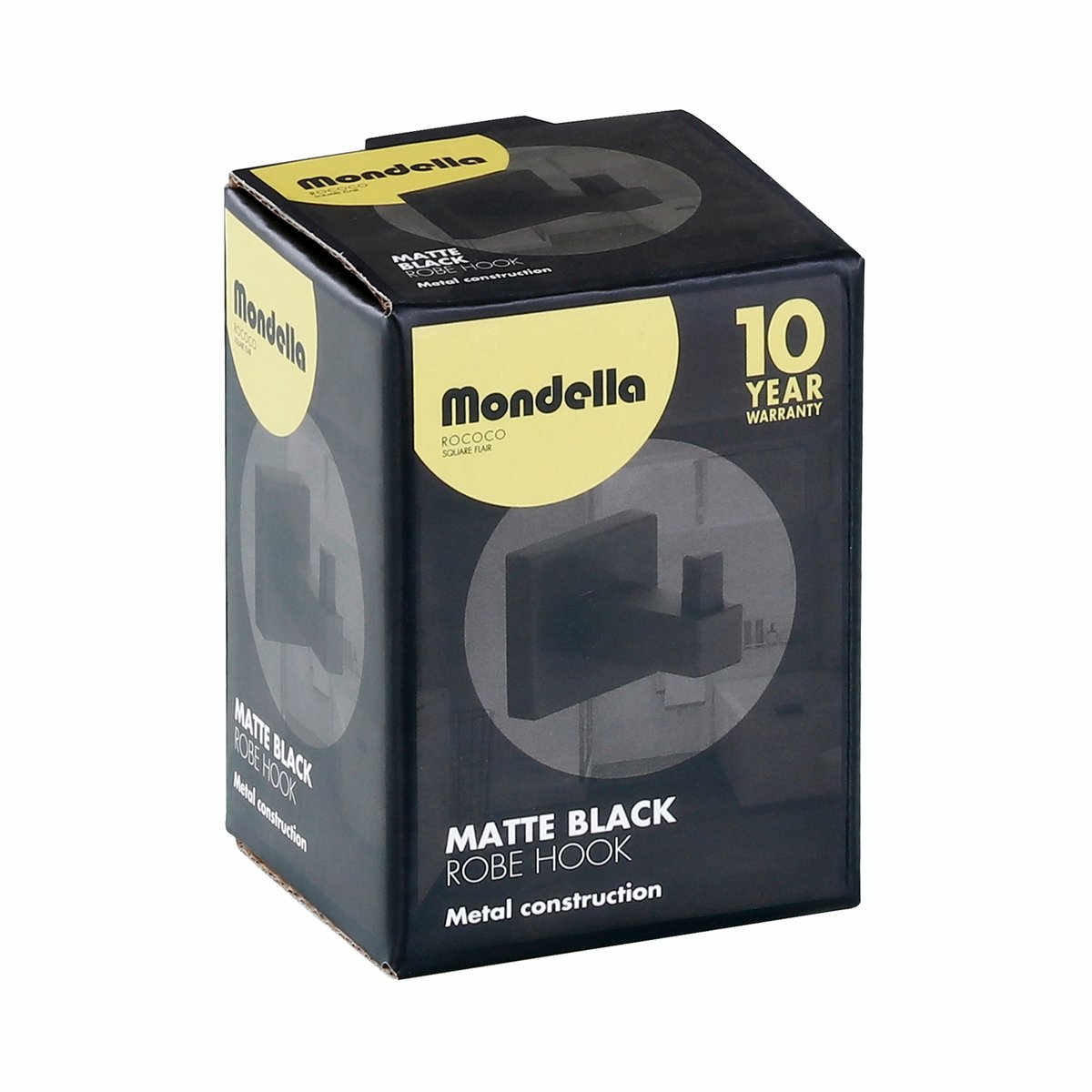 Mondella Matte Black Rococo Robe Hook - 44mm x 44mm x 60mm - Zinc