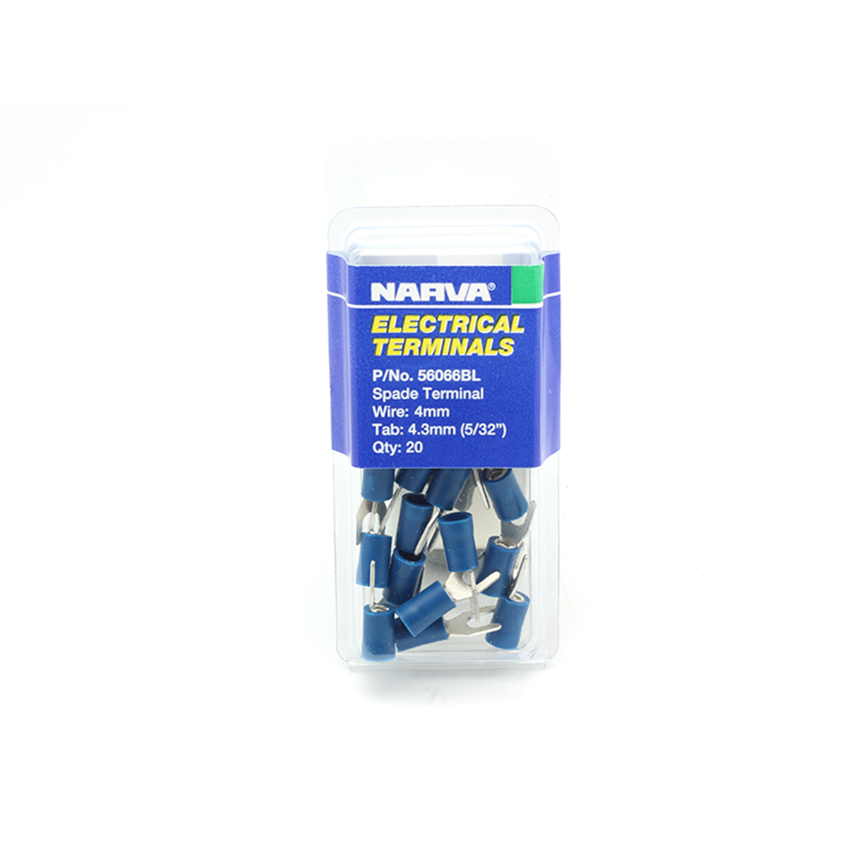 Narva Blue Flared Vinyl Insulated Spade Terminal 4mm 20 Pack