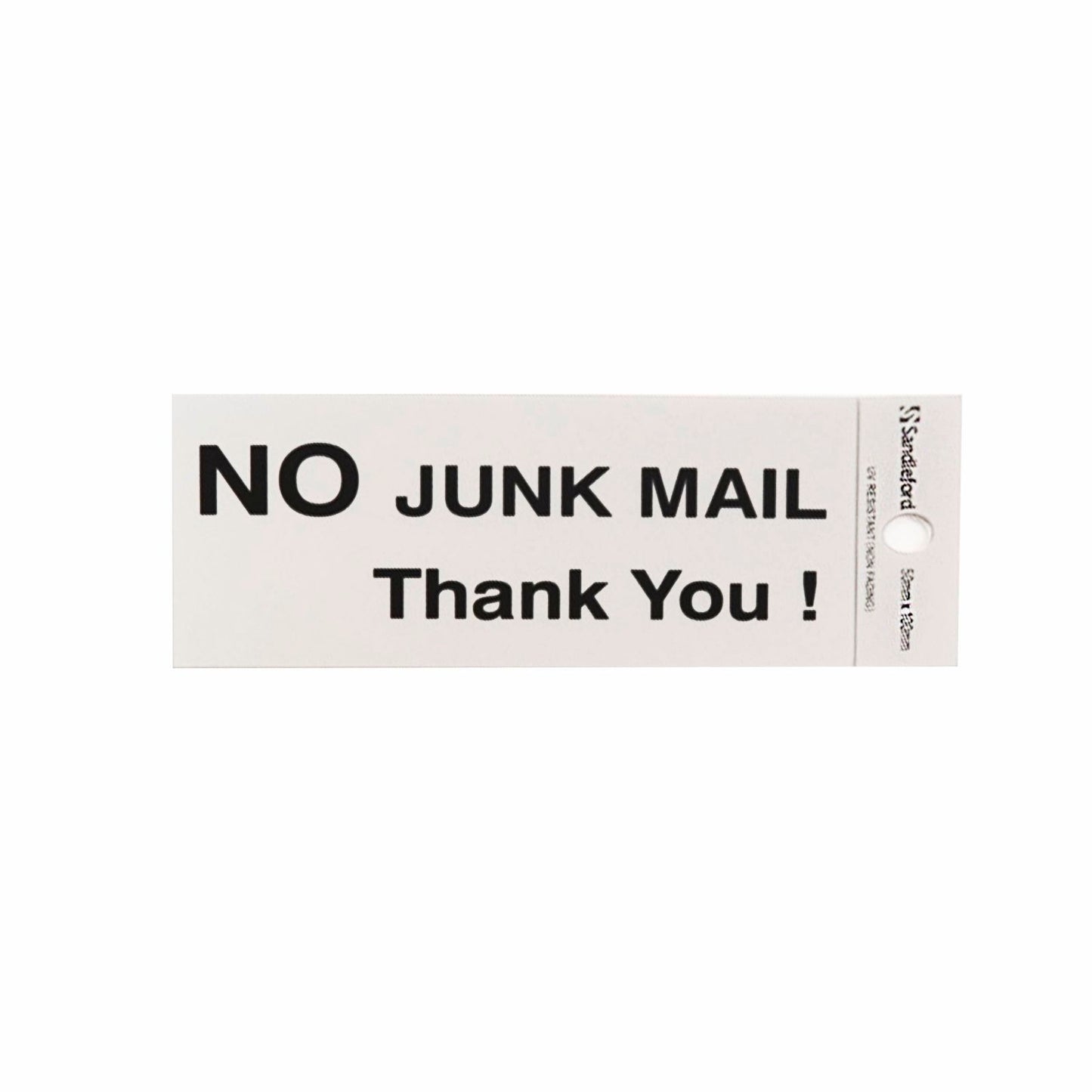 Sandleford No Junk Mail Thankyou Sign - 100 x 50mm