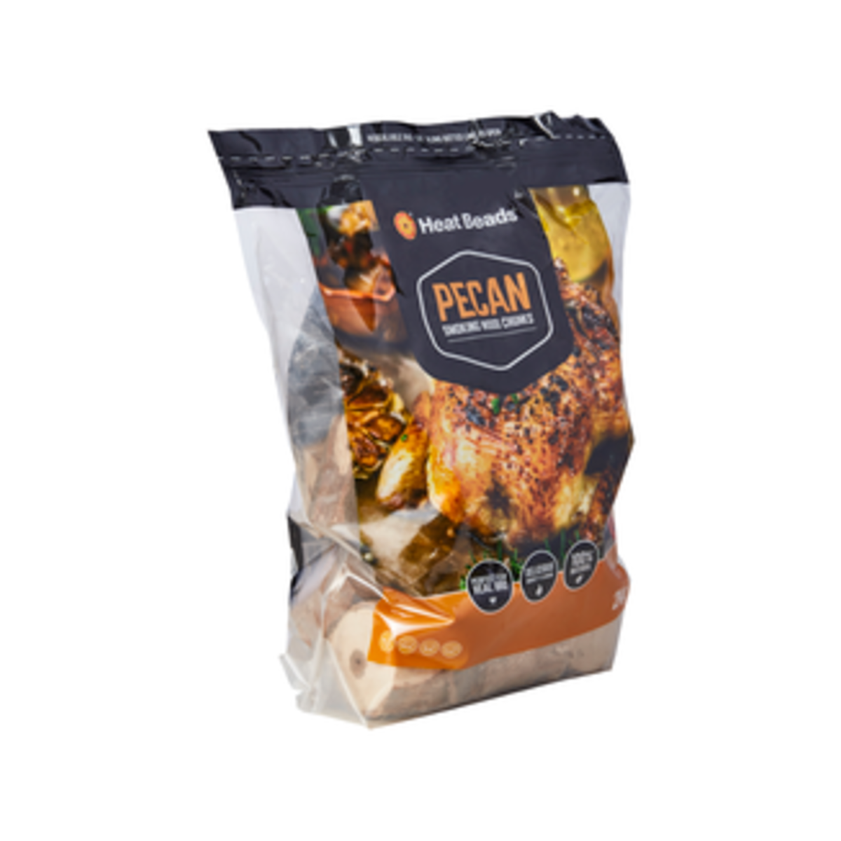 Heat Beads Pecan Smoking Chunks - 2kg BBQ Fuel - Natural Wood Chips