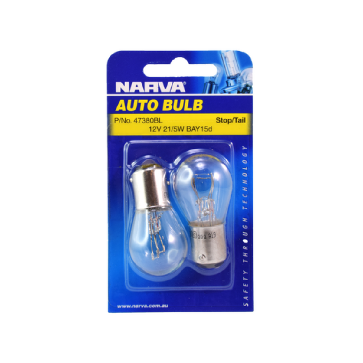 Narva Incandescent Globe - 12V 21/5W - Glass - ECE Approved - 2 Pack