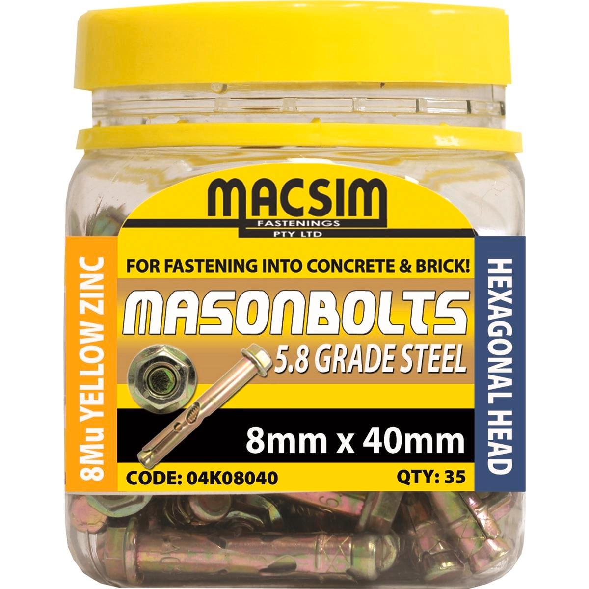 Macsim Fasteners 8 x 40mm Zinc Sleeve Anchor 35 Pack - High Strength