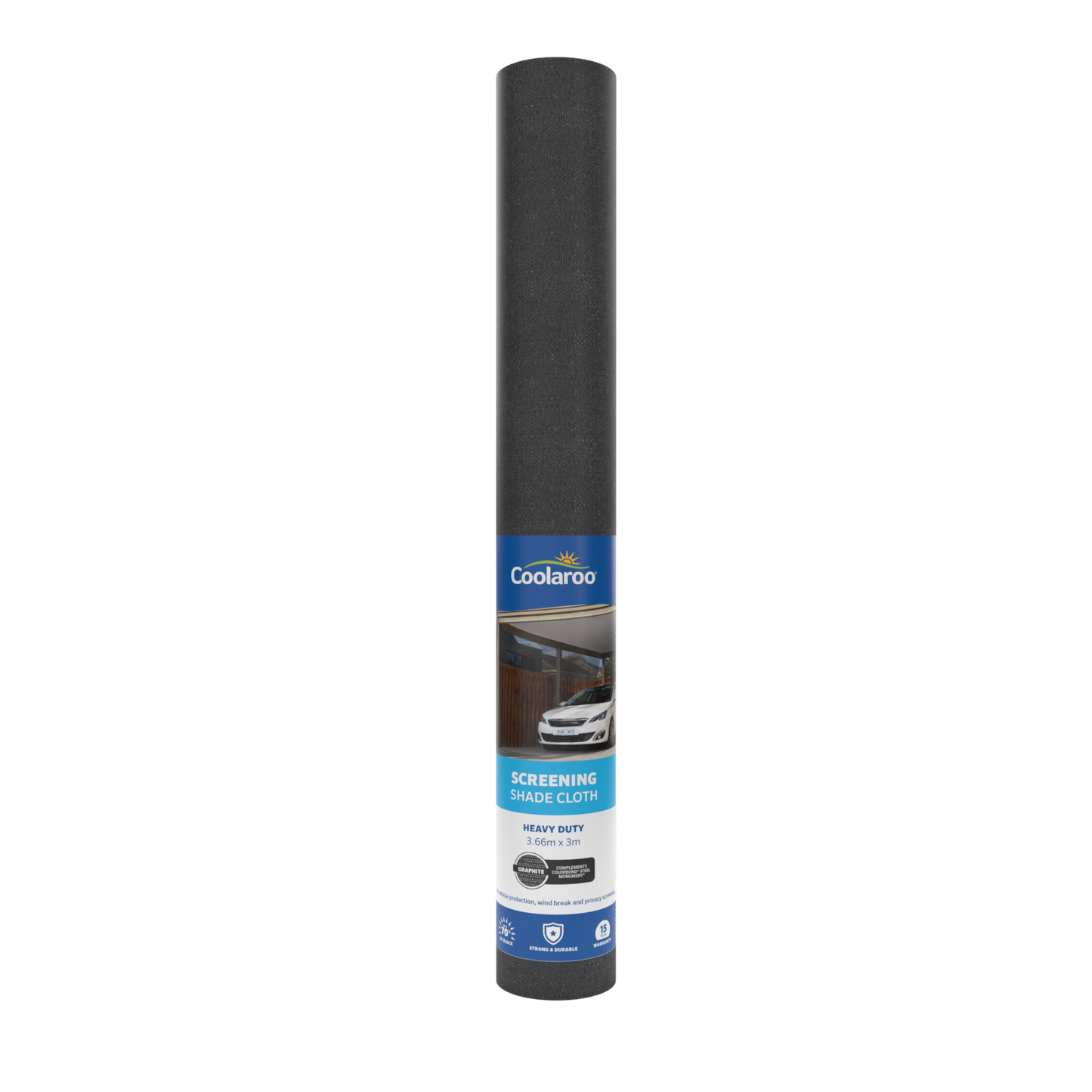 Coolaroo Heavy Duty Screening Shade Cloth - 3.66 x 3m - Graphite