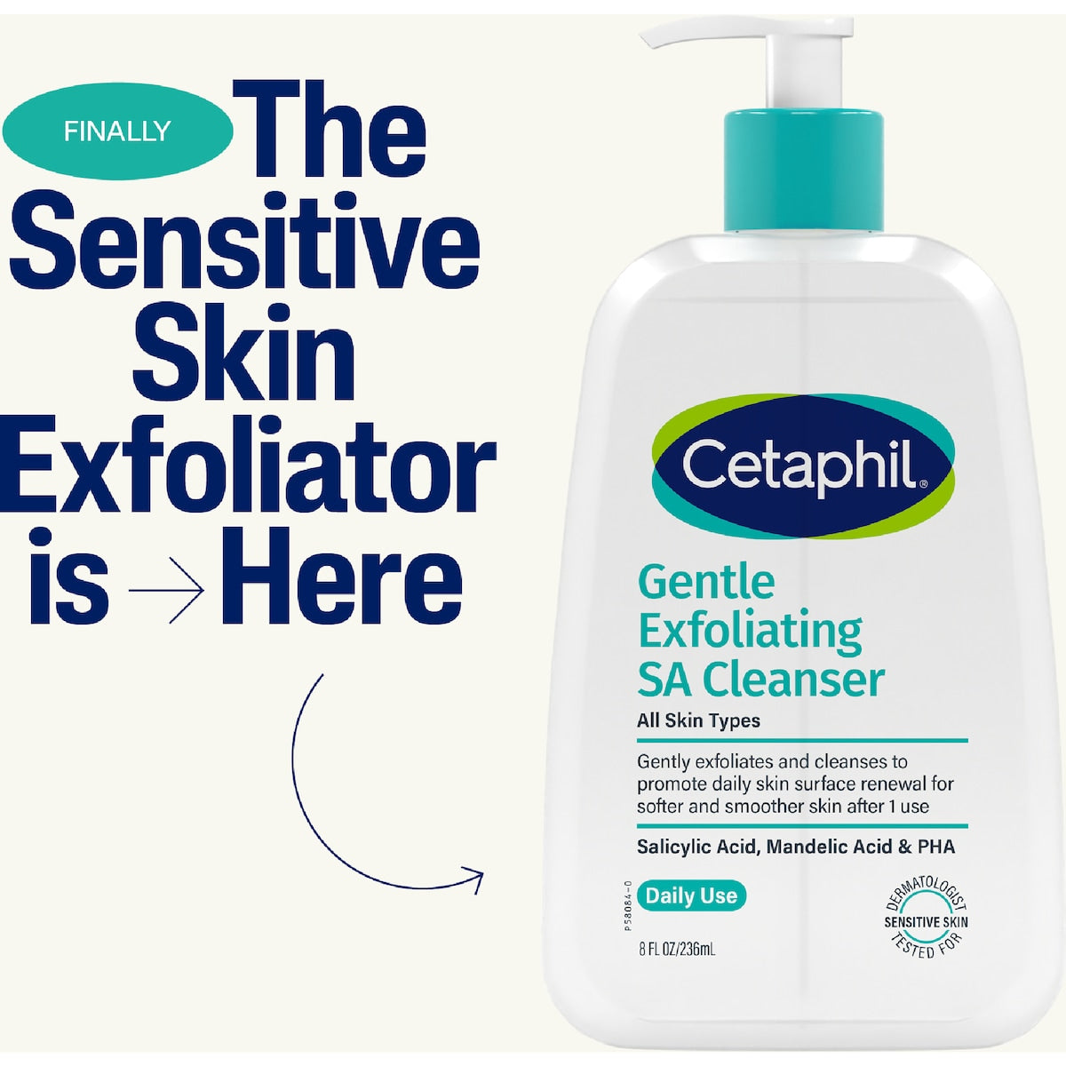 Cetaphil Gentle Exfoliating Sa Cleanser Sensitive Skin 236ml