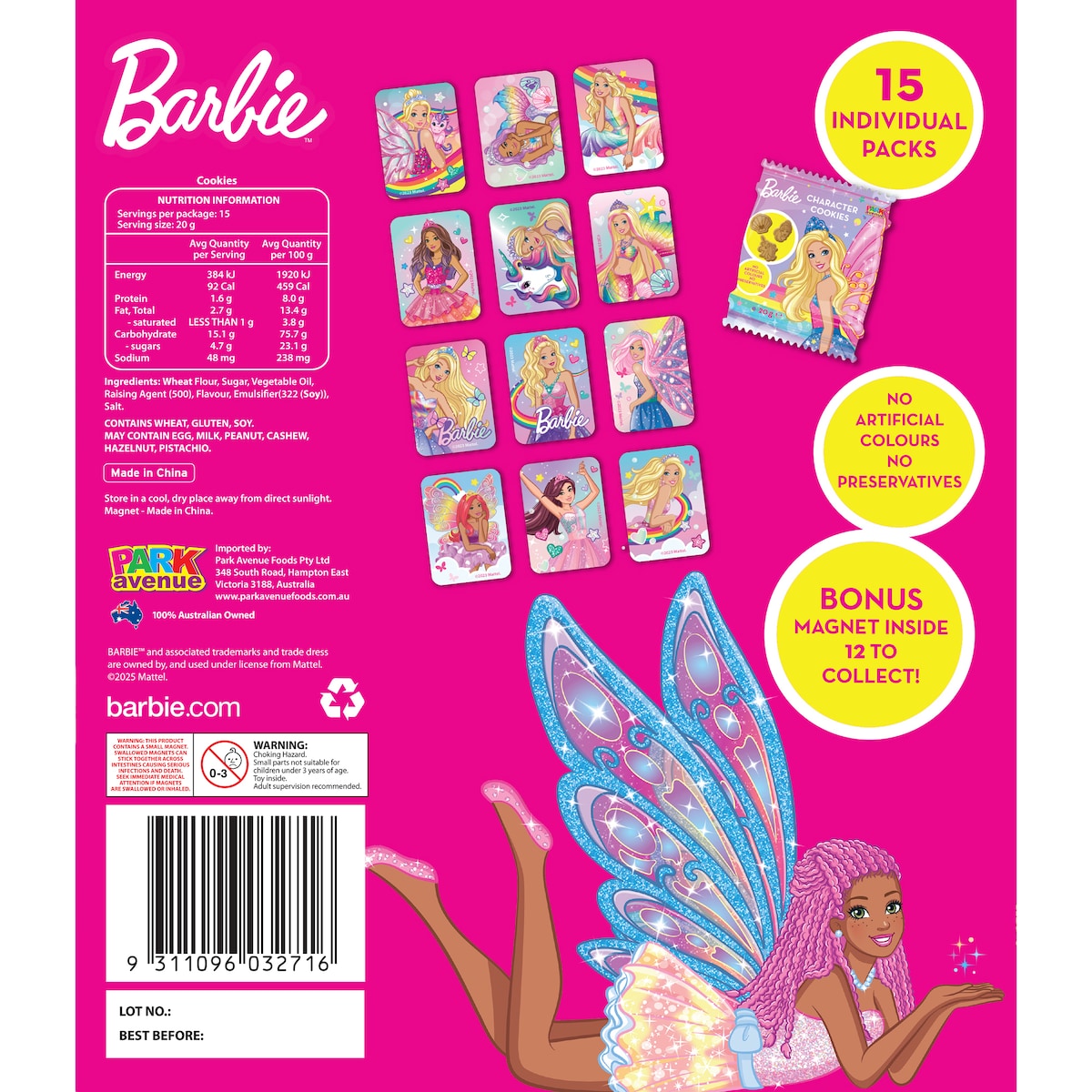 Park Avenue Character Cookies Barbie 15 Pack
