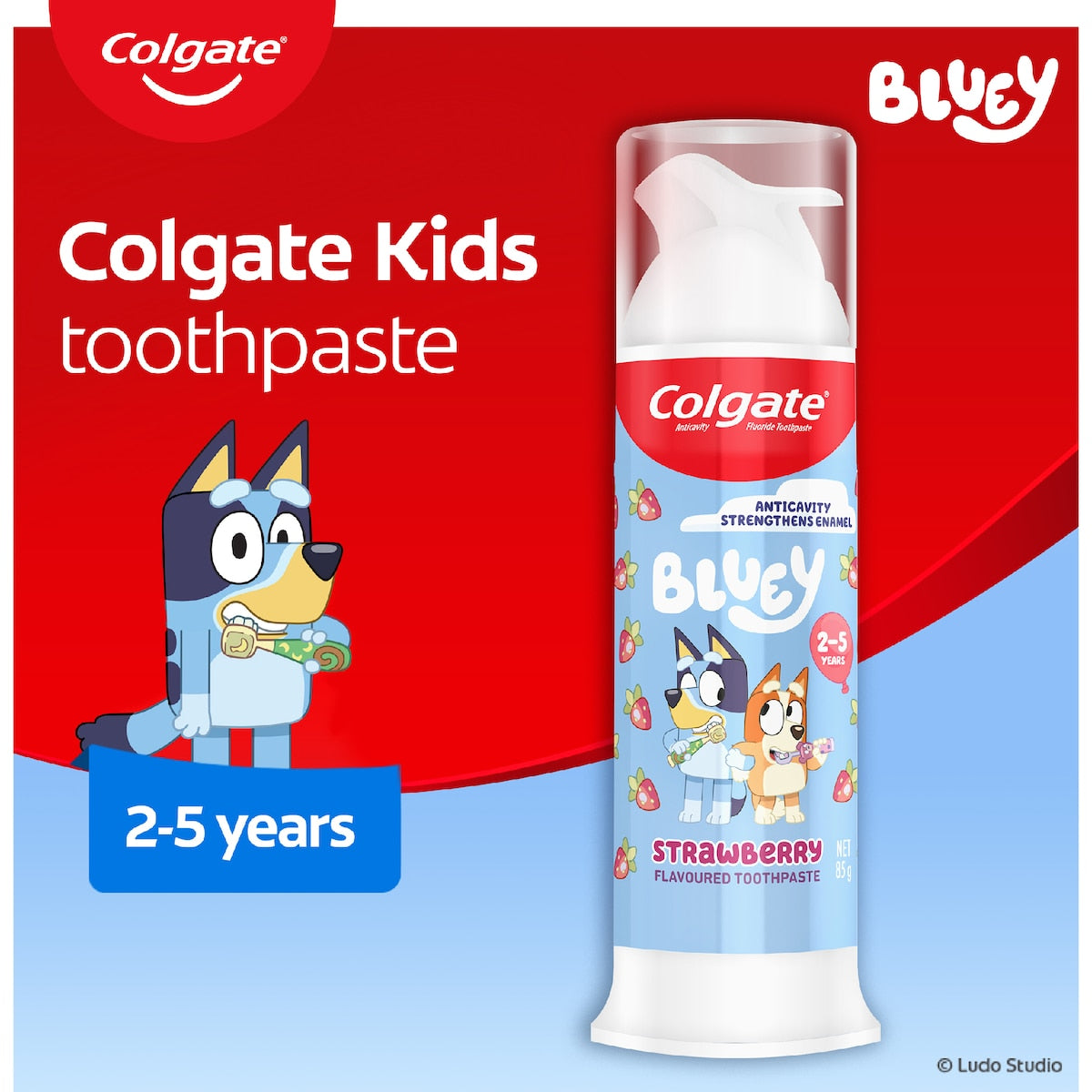 Colgate Kids Bluey Toothpaste Pump Strawberry Flavour 85g
