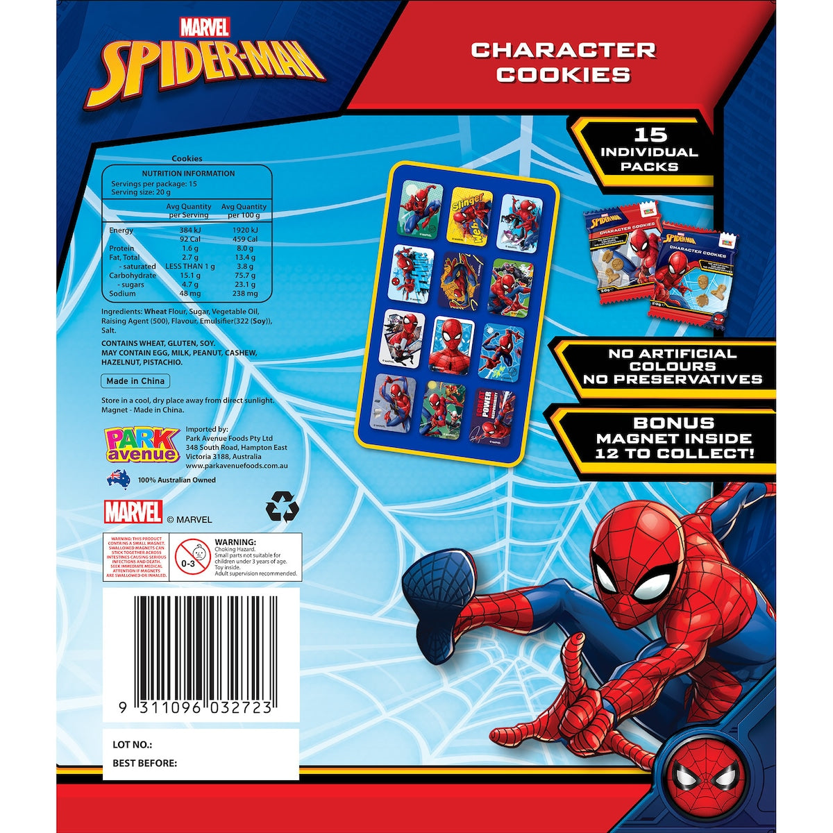 Park Avenue Character Cookies Marvel Spider Man 15 Pack