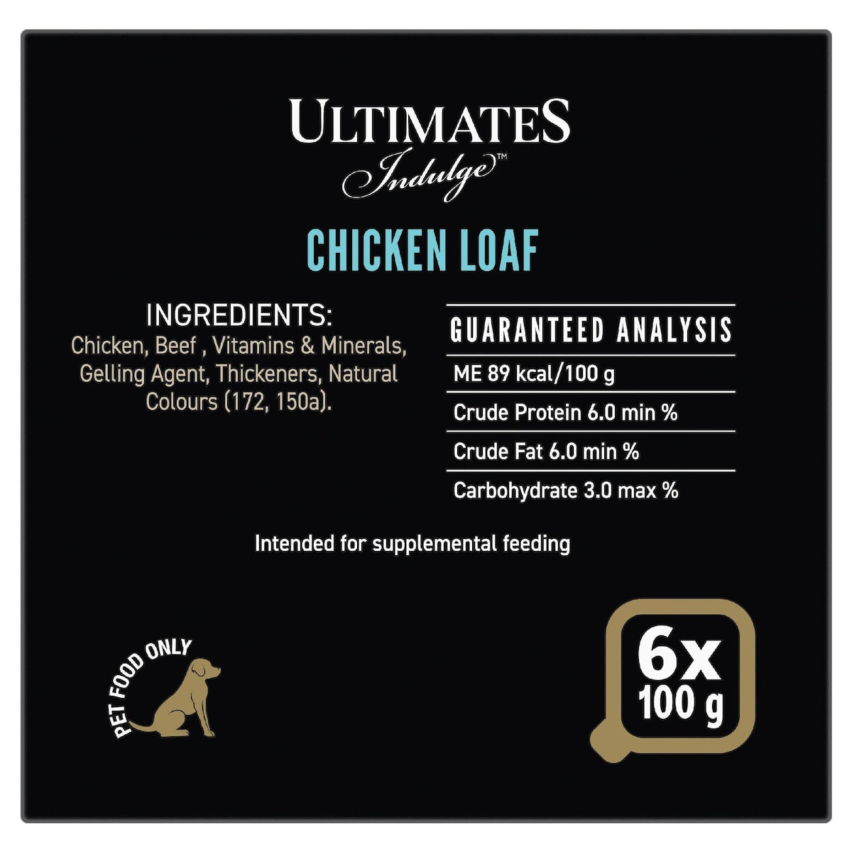 Ultimates Indulge Chicken Loaf Wet Dog Food 100g X 6 Pack