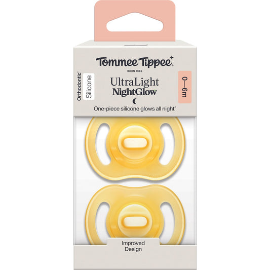 Tommee Tippee Ultra Light Silicone Soother Night 0-6m Assorted 2 Pack