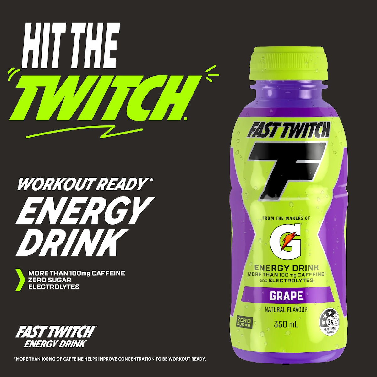 Gatorade Fast Twitch Energy Drink Grape Sugar Free 350ml