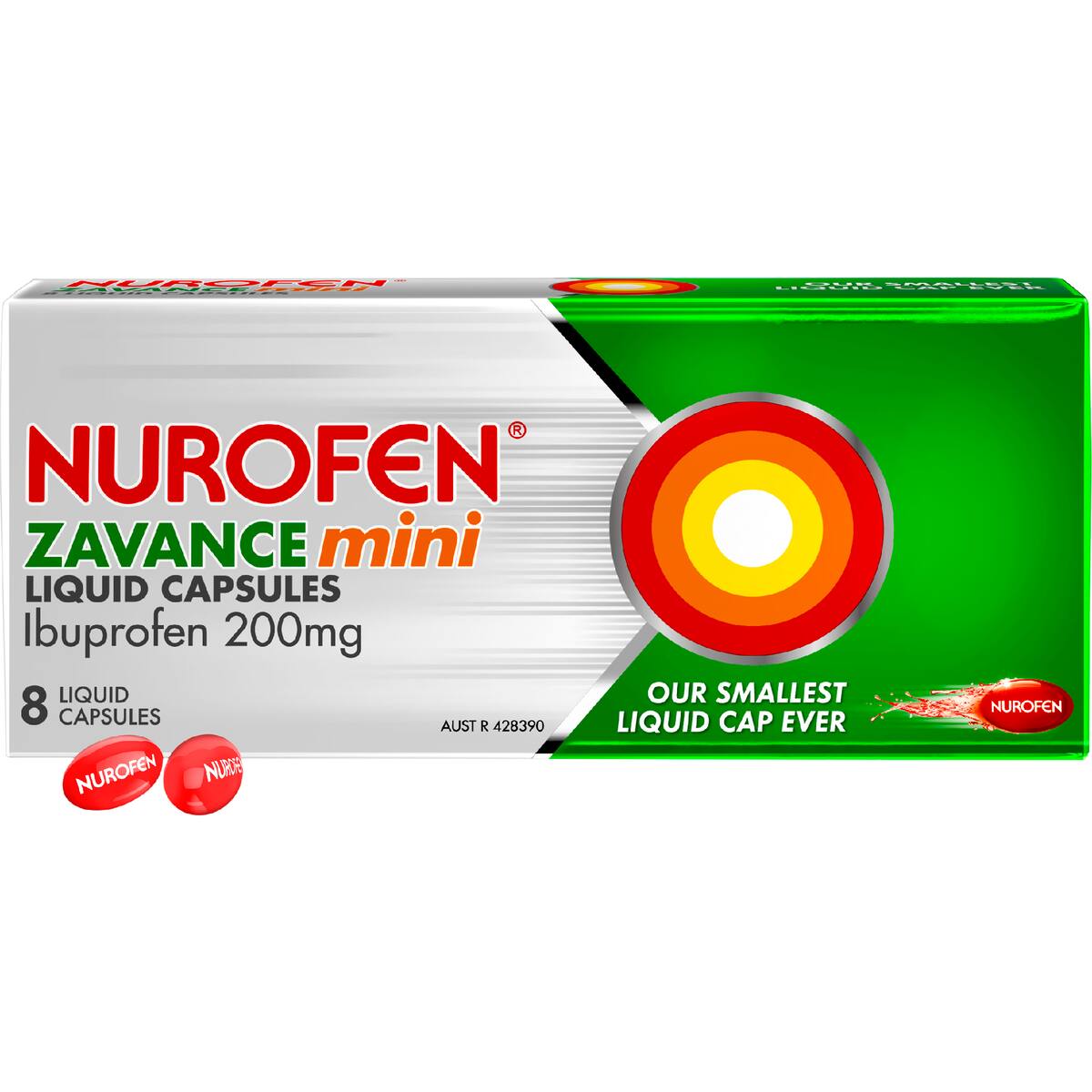 Nurofen Zavance Mini Liquid Capsules Ibuprofen 200mg 8 Pack