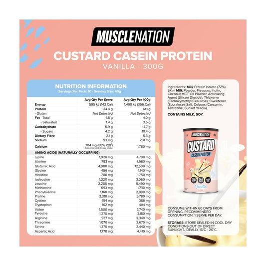 Muse Nation Custard Casein Protein Powder Vanilla - 400g