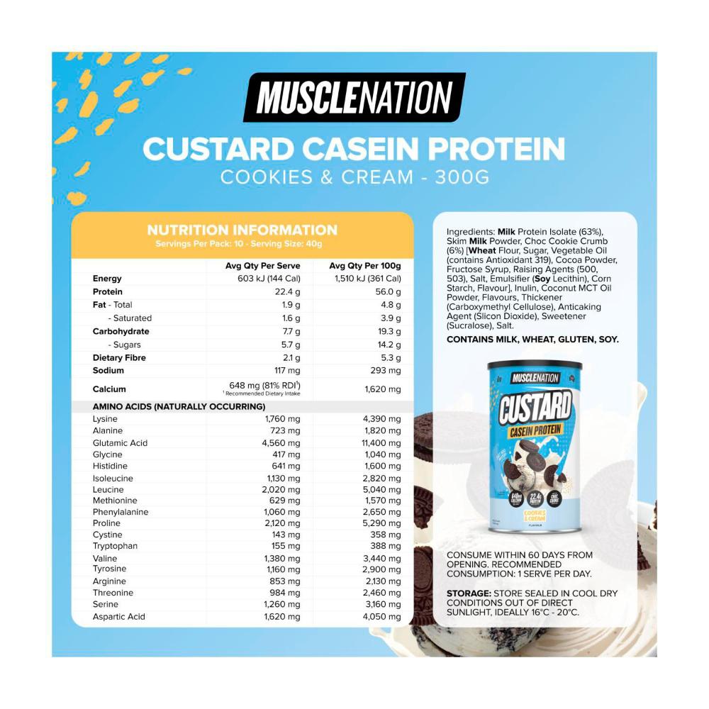 Muse Nation Custard Casein Protein Powder Cookies & Cream - 400g