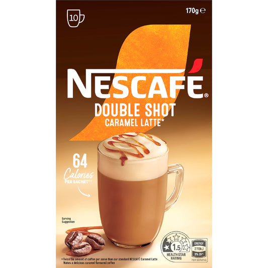 Nescafe Double Shot Caramel Latte Coffee Sachets 10 Pack